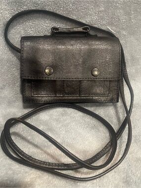 Barganza Black Leather Crossbody Wallet Bag